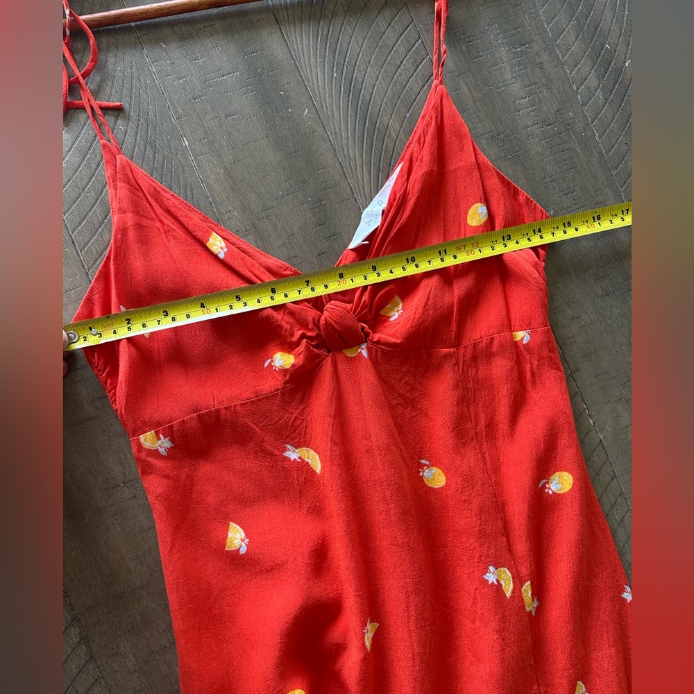 ASTR the label Brigette Tie Shoulder Fruit Print Midi Dress with Slit size Small - Picture 9 of 12